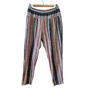 Xirena Womens Striped Cotton Pants Size M‎ Multi-Color Pull On USA Boho Beach